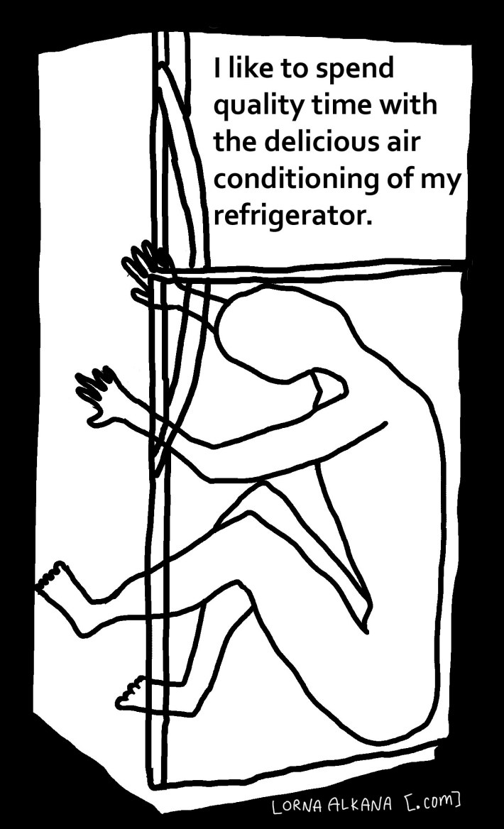 angled refrigerator wiyh text