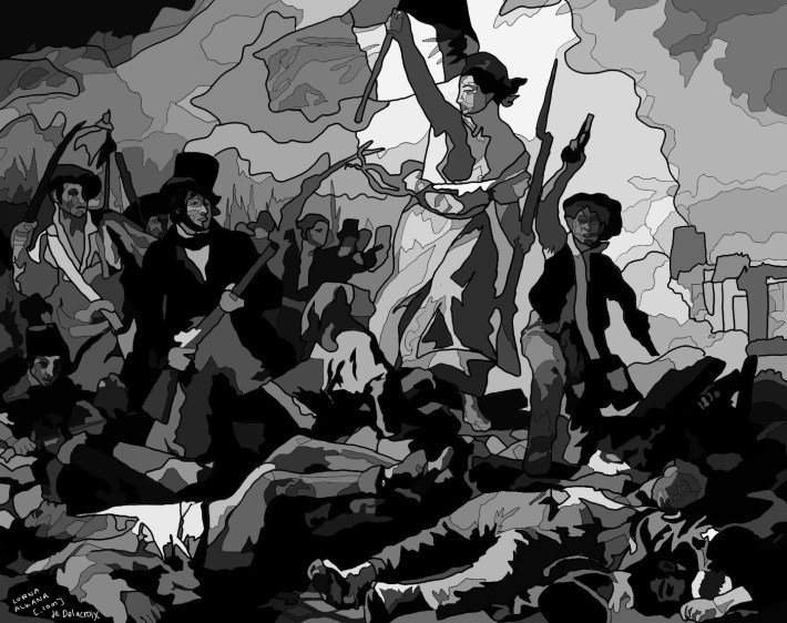 delacroix_liberty leading the people_gray scale