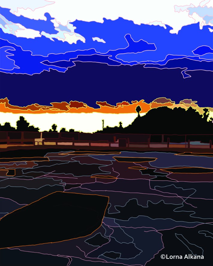 sunset ship 16x20 small simple