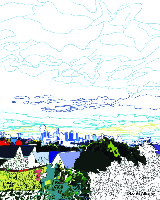 downtown sunset view 16x20 for web lines process