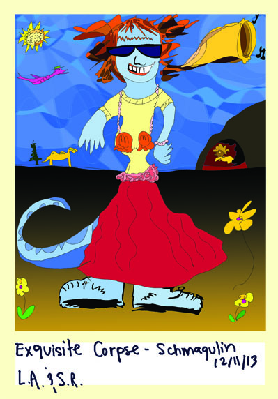 Exquisite Corpse – Dinosaur Woman&nbsp;Outside