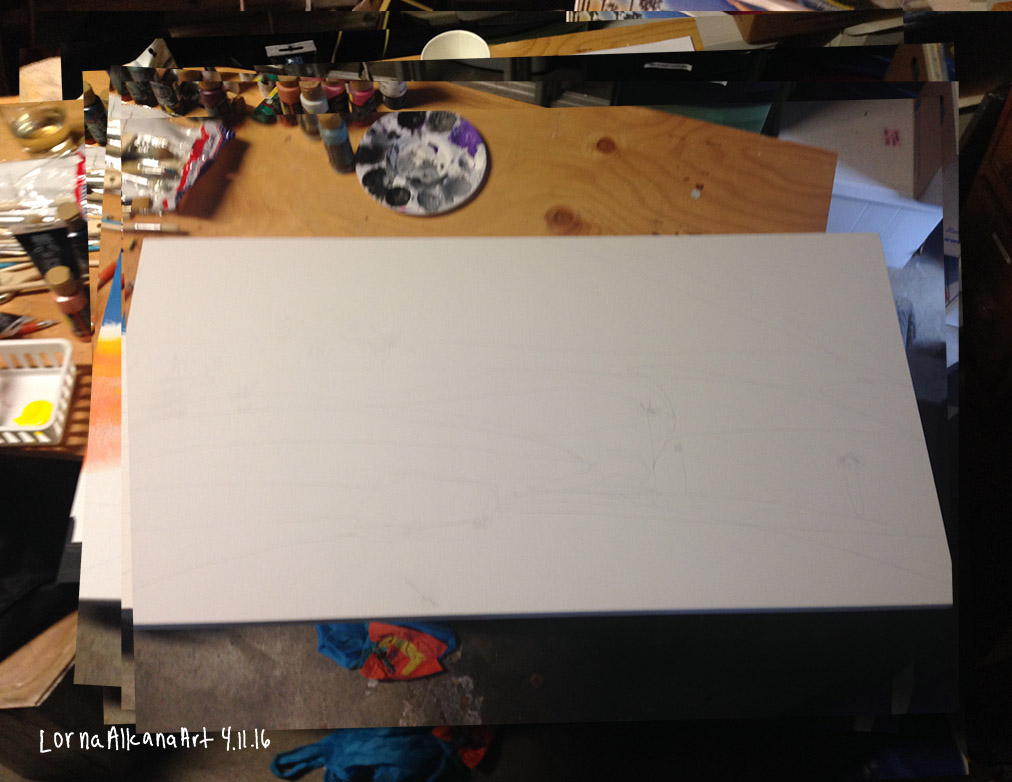 sunset painting process 11x8 blank w