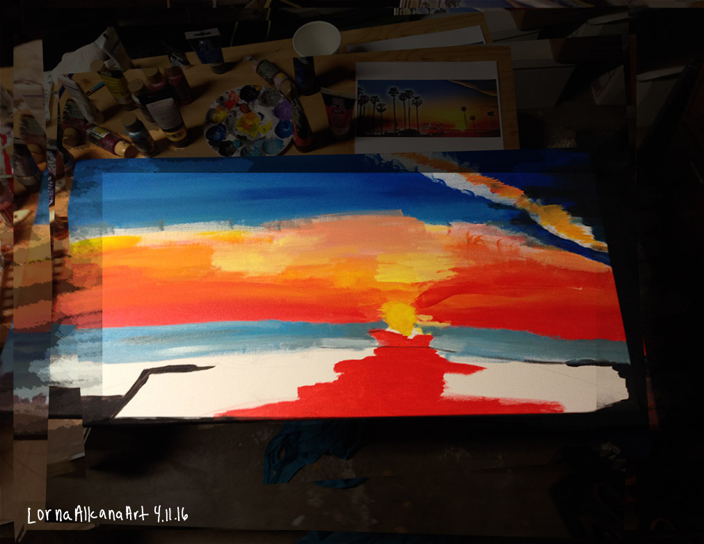 sunset painting process 11x8 start distance w