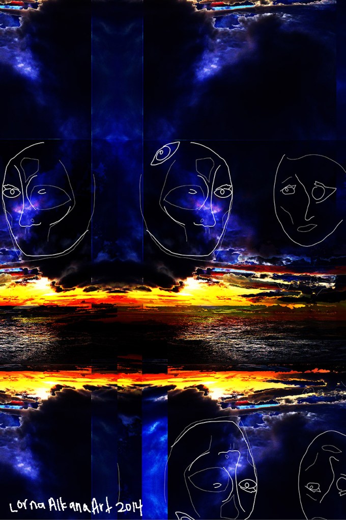 sunset beach face 12x18w