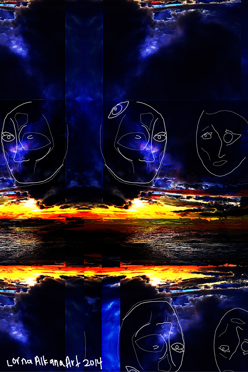 sunset beach face 12x18w