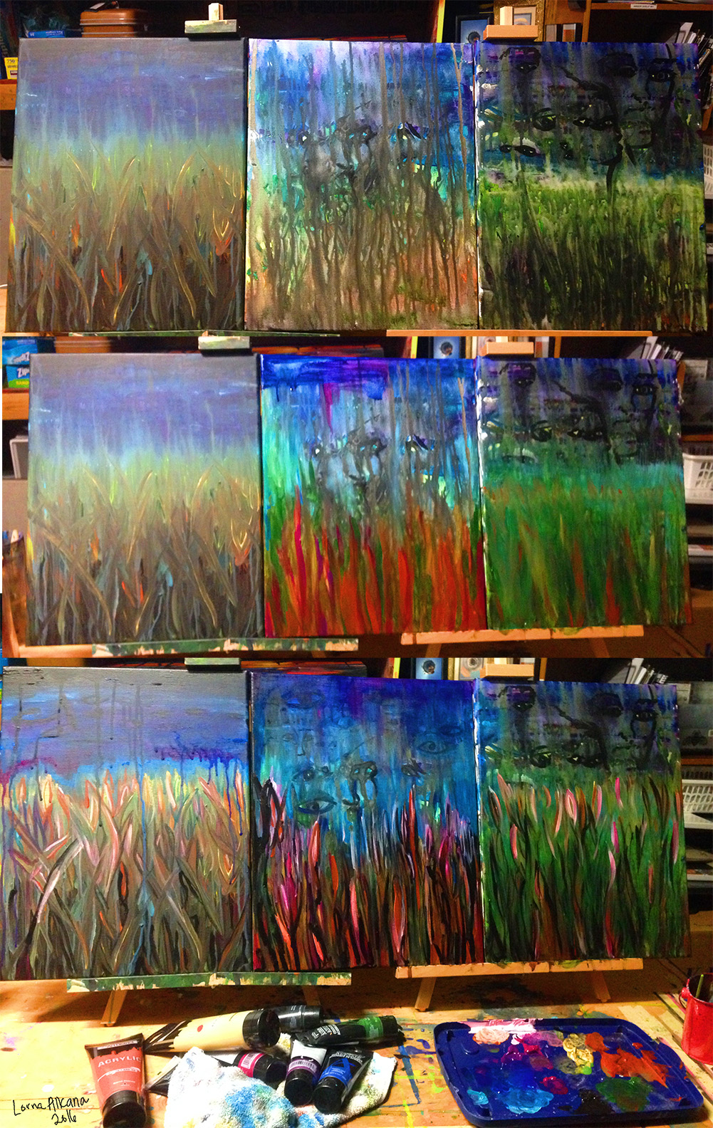 untitled paintings in a row w