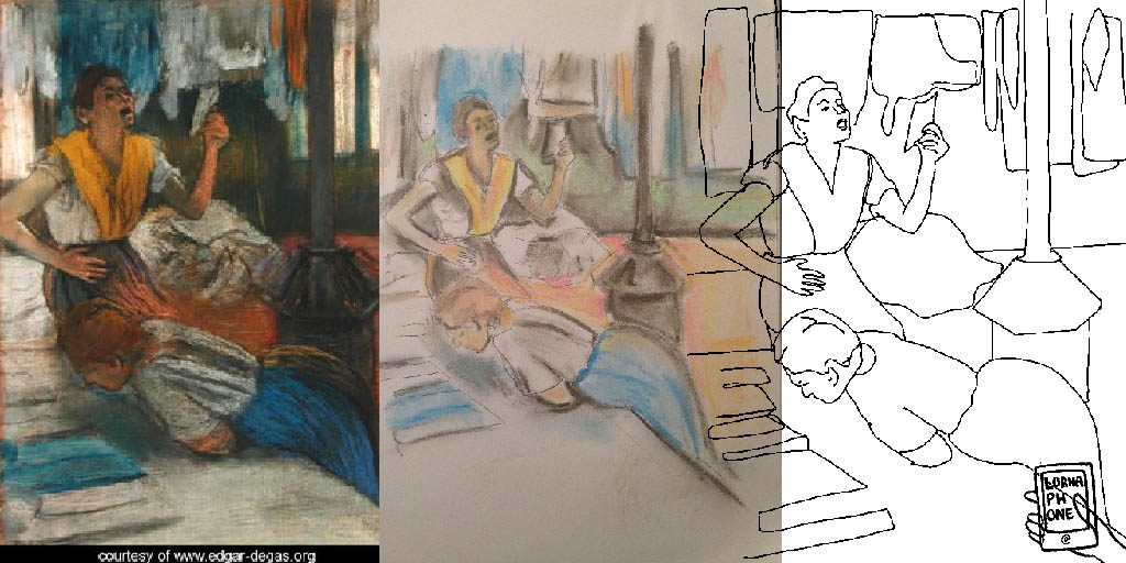 degas woman reading letter lornaphone process